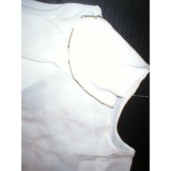 NWT $575 Silk Escada Designer White Blouse Top 40 Womens 10 M New Crystals Work - Picture 6 of 8